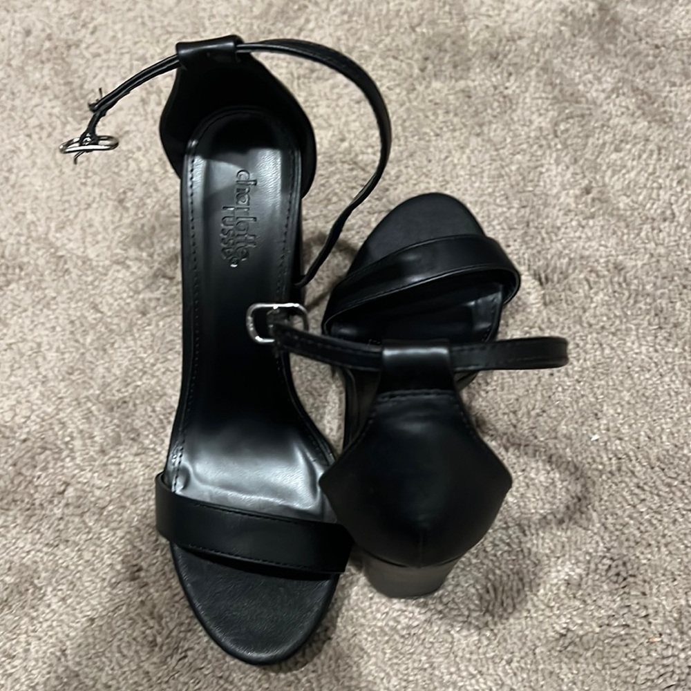 Black Charlotte Russe heels, leather look (not real leather), size 7